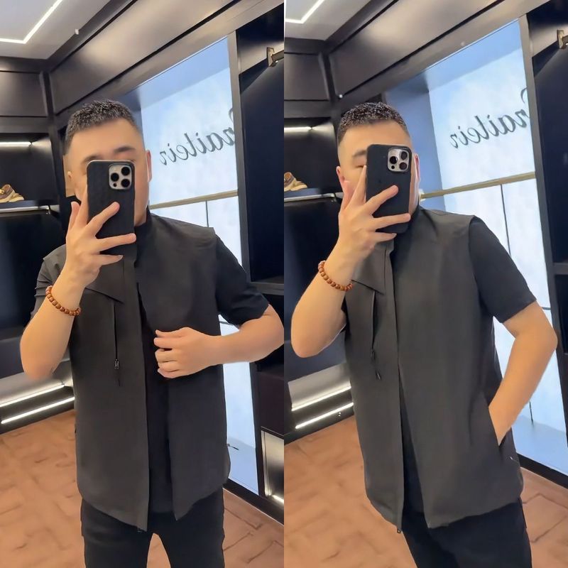 秋季新款男士外套高端无袖轻奢户外立领时尚马甲口袋高级感时尚款|undefined