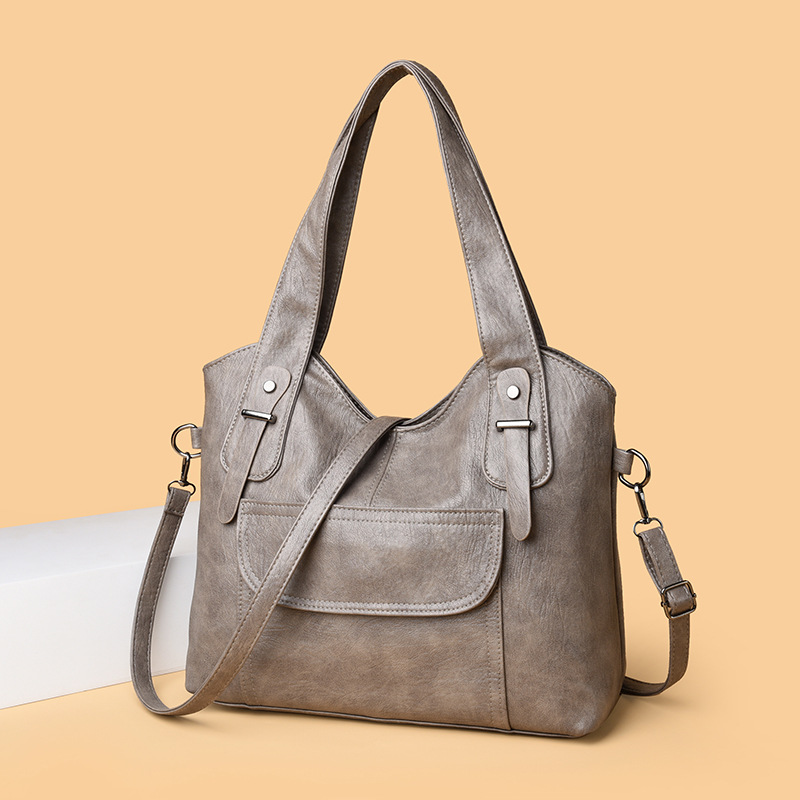 Large Capacity Women's Shoulder Bag Soft Leather Handbag Trendy_voghion.com