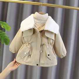 女童派克服秋冬装棉衣新款2025洋气儿童棉服冬季加绒加厚外套潮流