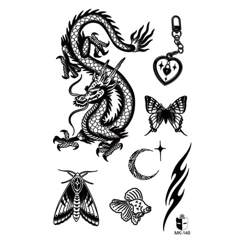 Animal blanco y negro desechable pegatinas de tatuaje belleza pegatinas de tatuaje moda estética patrón de personalidad dama pegatinas de tatuaje