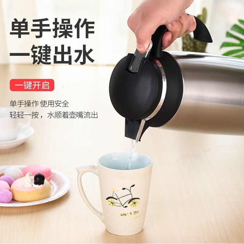 厂家直销1.9升不锈钢咖啡壶 玻璃内胆开水壶 家庭实用泡茶小暖壶