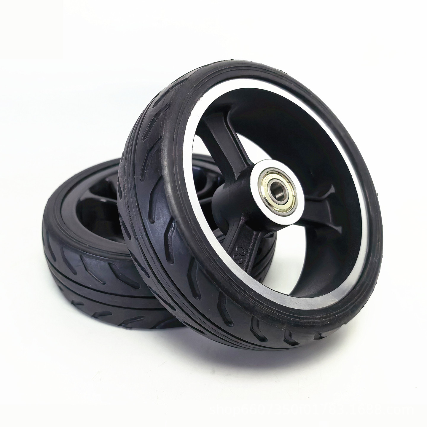 5-inch 5x1.6 electric scooter shopping cart tire assembly, no inflation required, puncture-resistant, 5x2 solid tire, complete wheel