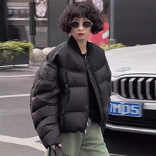 棒球领白鸭绒短款羽绒服女2025冬季新款时尚设计感保暖宽松面包服