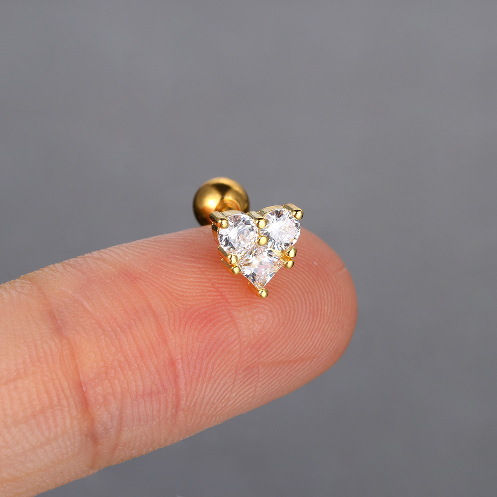 6g Weight Zircon Inlay Material Ear Studs Classification Ear Cartilage Rings & Studs Piercing Type 1 Piece Quantity Daily Occasion Copper Material Heart Shape, Butterfly Pattern Women's Gender Inlay Design Simple Style, Classic Style Style 1 Piece Simple Style Classic Style Heart Shape Butterfly Inlay Copper Zircon Ear Studs 11