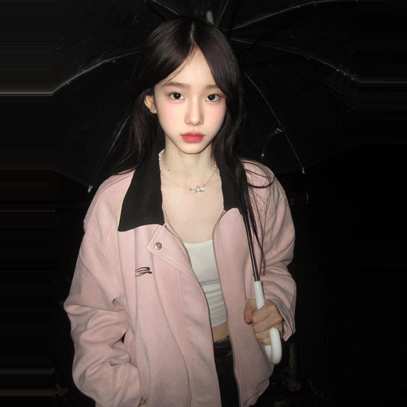 Suede Baseball Jacket for Women 2025 New Spring and Autumn Korean Style Petite Loose Student Jacket Trendy