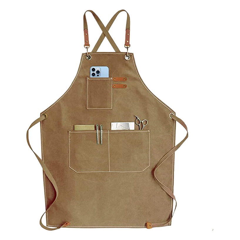 Delantal de lona gruesa para comercio transfronterizo, ajustable, para peluquería, ropa de trabajo, jardinería, carpintería, barista, venta al por mayor