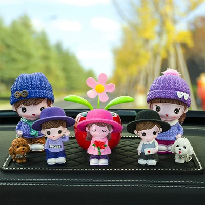 Car ornaments | Car Interior Car Ornaments - mom-and-dad-xinzi-lele-huahua-sunflower-big-diamond-cushion-seven-piece-set