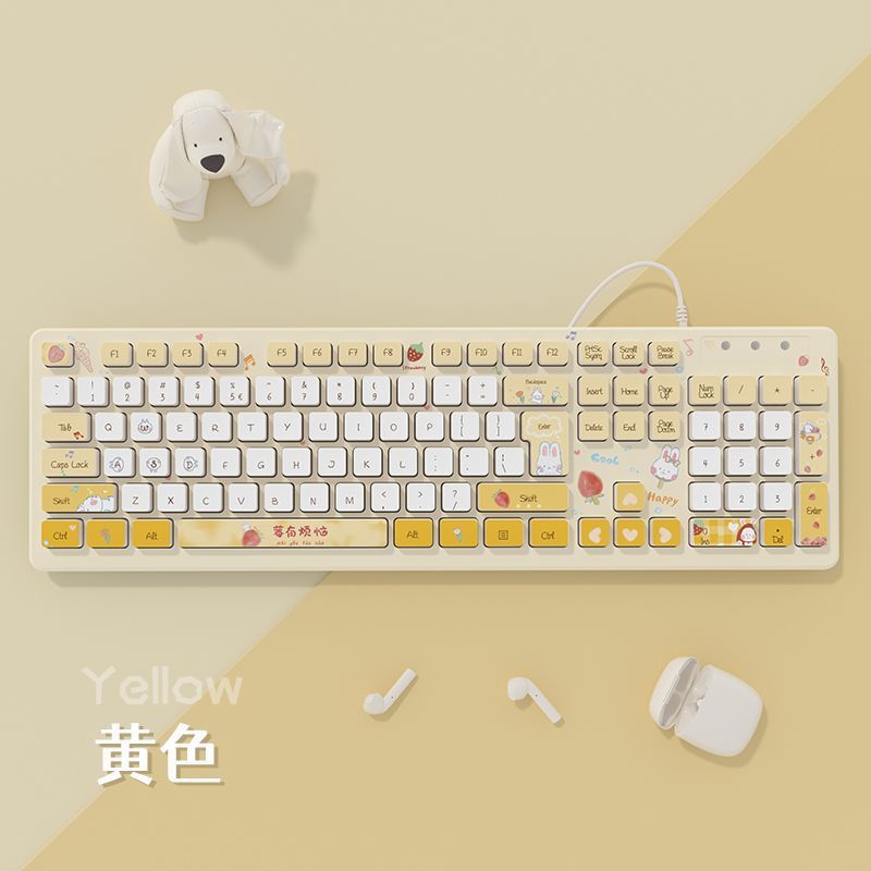 巧克力彩绘创意无线键盘女生高颜值台式电脑办公可爱无线键盘跨境|undefined