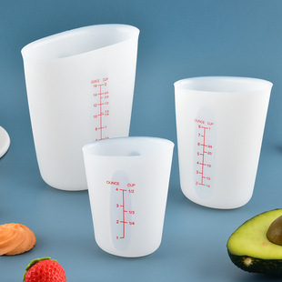 Source Manufacturer's Ready-Made Food-Grade Soft Silicone Measuring Cup Large-Capacity Batter Cup with Scale Baking Silicone Measuring Cup