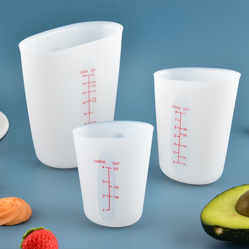 ソースメーカーの既製食品グレードのソフトシリコン計量カップ、スケール付きの大容量ベーキングシリコン計量カップ|undefined
