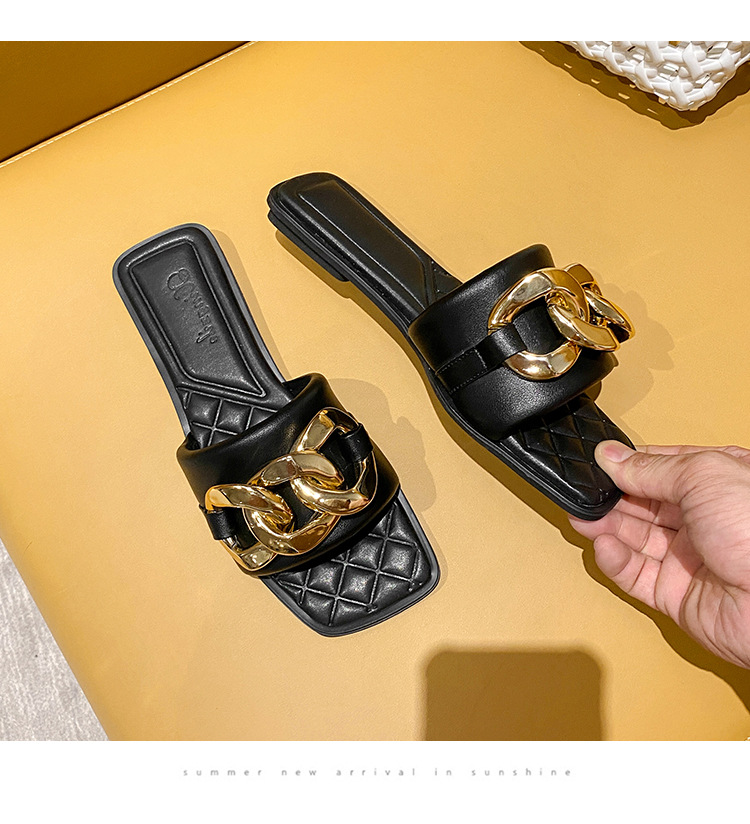 Pantofole di pelle di pecora da donna Net Red 2023 New Summer Leather One Word Pantofole da donna abbigliamento estivo moda scarpe da spiaggia tendenza_voghion.com