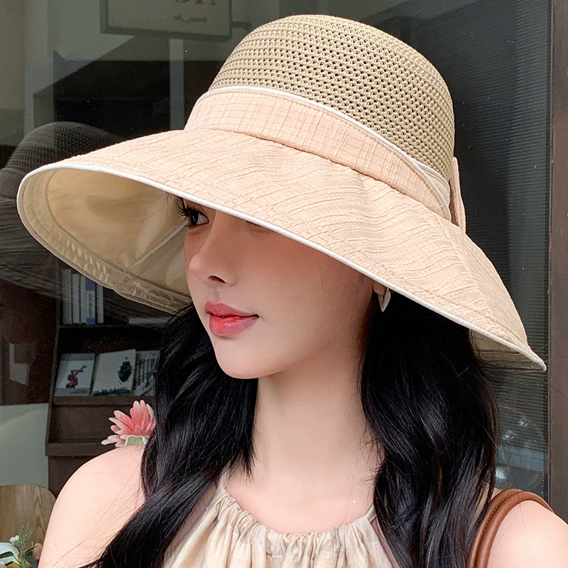 Fresh cute summer breathable beach travel sun hat with bow
