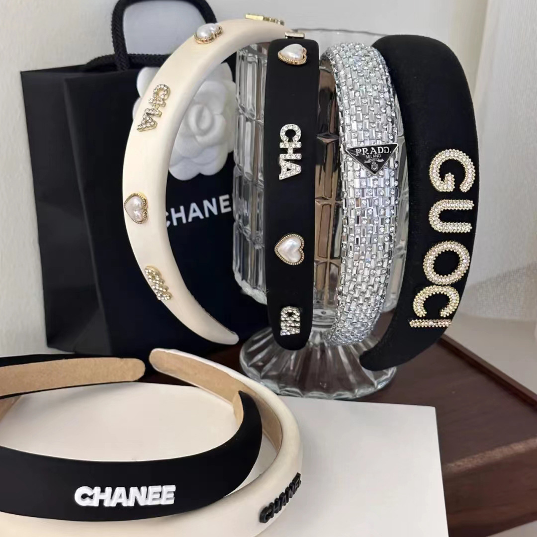 小香风字母发箍女网红气质洋气时尚宽边压发头饰发卡绸缎面头箍女