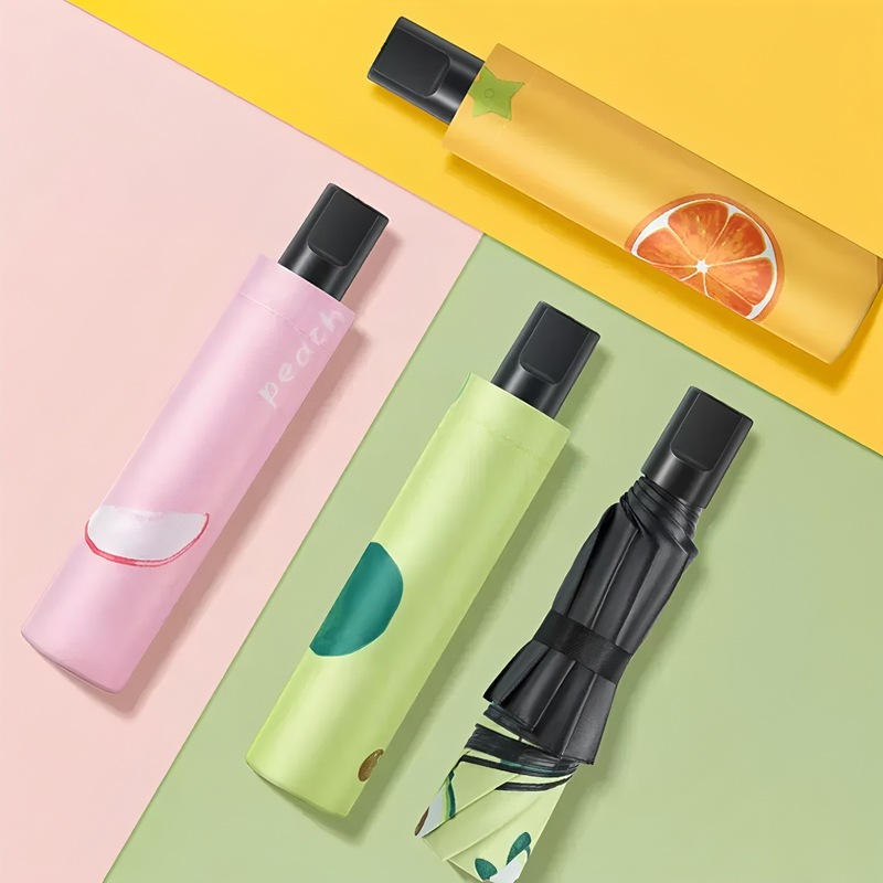 フルーツ傘卸売ビニール晴雨兼用折りたたみ全自動傘女性用抗UV傘卸売|undefined