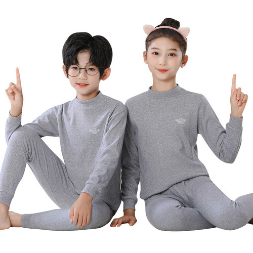 Autumn and winter children's cotton sweaters, pure cotton, medium and large children's colorful cotton autumn clothes, long johns, mid-collar underwear sets, pajamas, home clothes