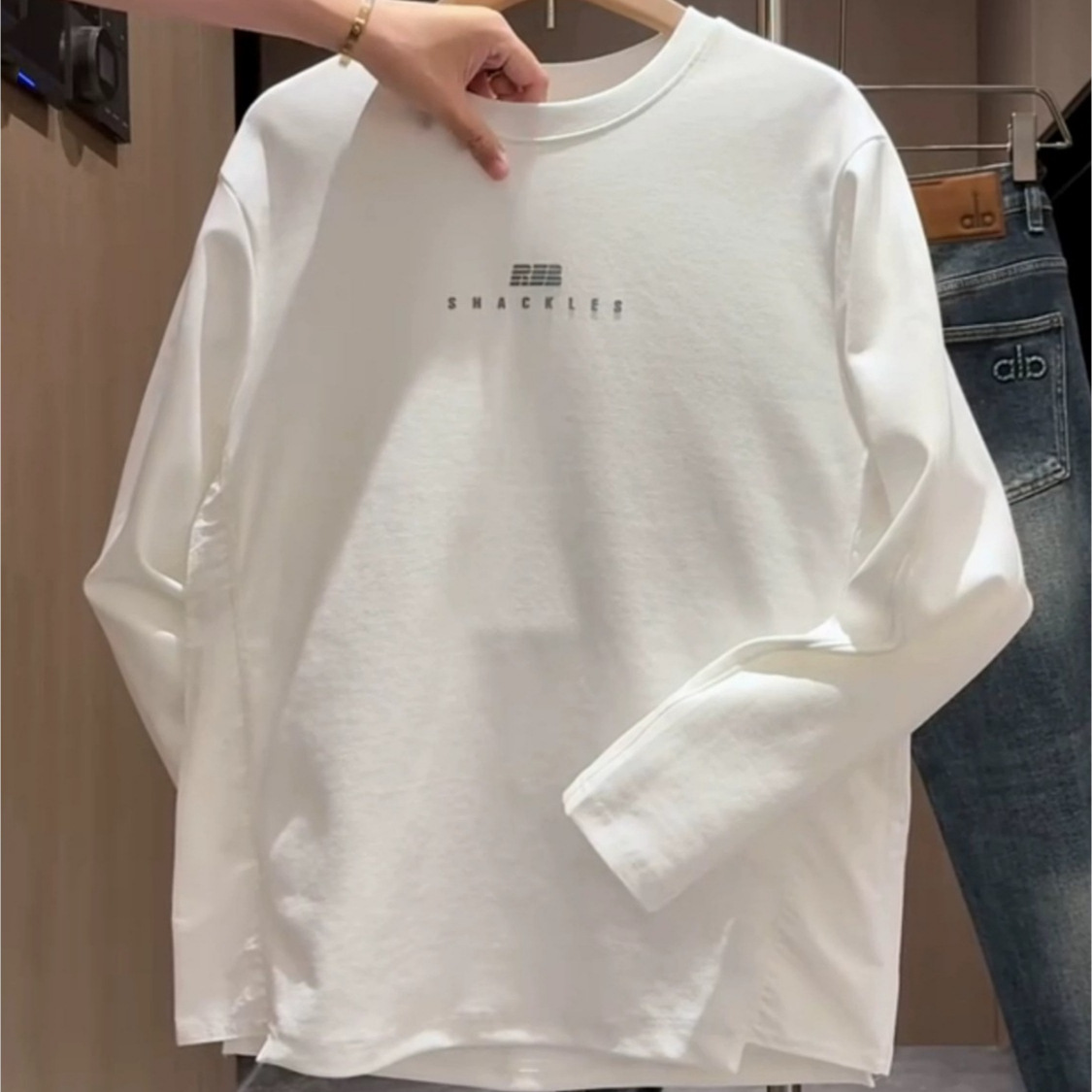 秋季潮牌结构拼接个性字母设计款男士休闲卫衣字母长袖T恤打底衫