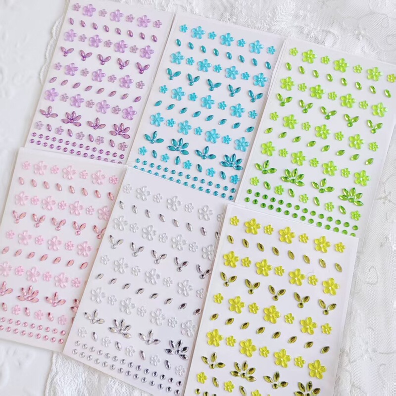 New Five-Leaf Clover Dopamine Flower Gold and Silver Three-Dimensional Flower Butterfly Decorative Decal Cute Children's Diamond Sticker New Five-Leaf Clover Dopamine Flower Gold and Silver Three-Dimensional Flower Butterfly Decorative Decal Cute Children's Diamond Sticker