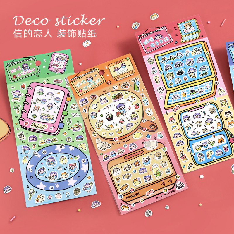Letter Lovers Pegatinas de papel sintético Awu Serie de guías comestibles Cute Girl Graffiti Emoji Etiqueta engomada
