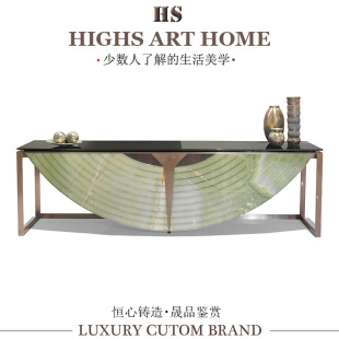 Designer Accessible Luxury Marble Entrance Cabinet Luxury House House Classy Decorative Table Living Room Stainless Steel Partition Case Cabinet