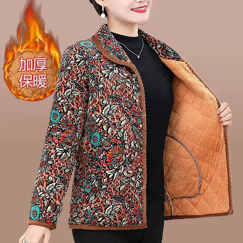 Новый средний и пожилой осенний и зимний бархатный хлопчатобумажный костюм для женщин