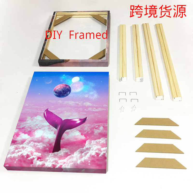 Cross-border foreign trade solid wood hanging painting frameless painting cartoon hanging painting canvas painting frame digital oil painting combination inner frame Cross-border foreign trade solid wood hanging painting frameless painting cartoon hanging painting canvas painting frame digital oil painting combination inner frame