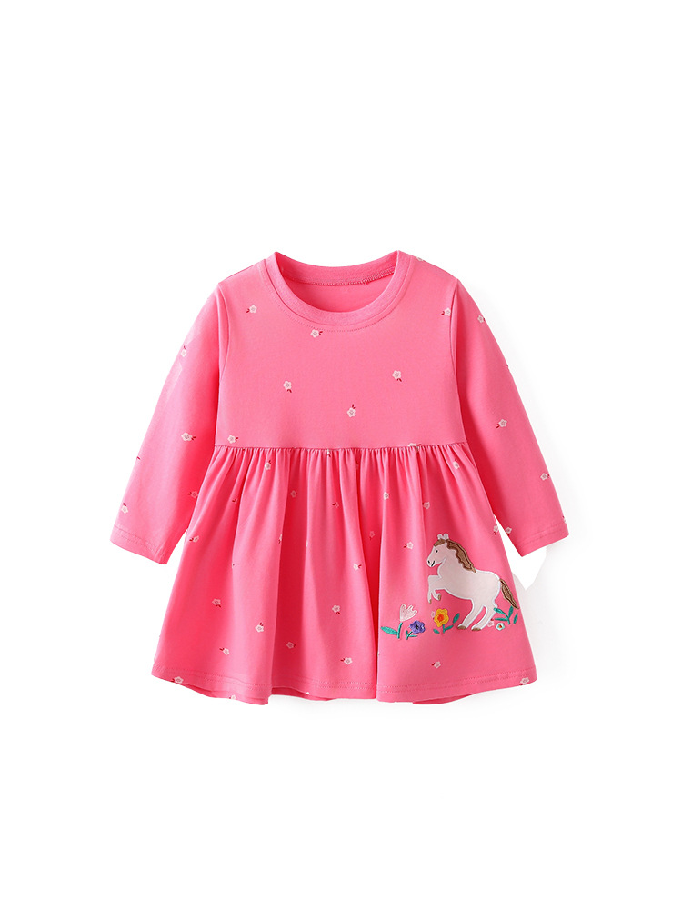 Malwee transfronterizo vestido de niña otoño y invierno nuevo estilo europeo y americano niño de cuello redondo de manga larga vestido de princesa de niña encantadora