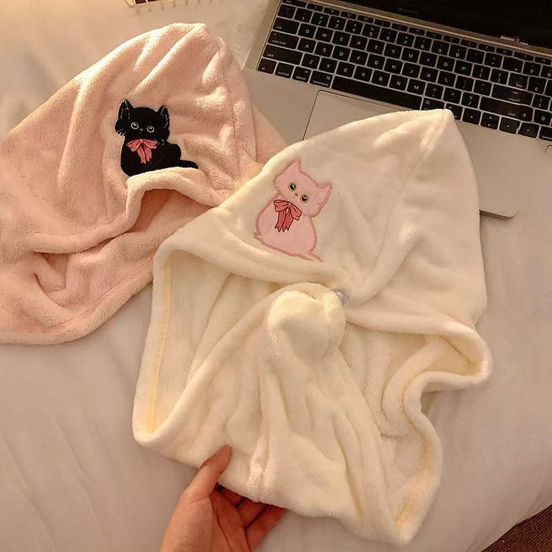 Gorro de ducha gato para mujer toalla de secado rápido para pelo_voghion.com