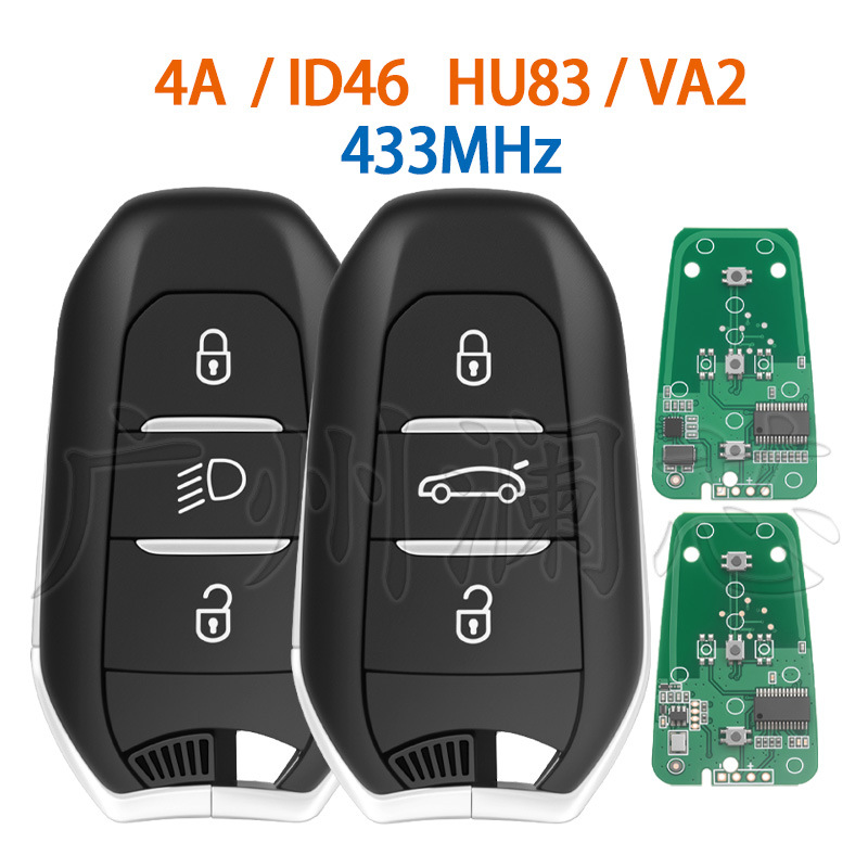 Suitable for Peugeot Citroen Ds Smart Card 3-Button Remote Key 433Mhz 4A/46 Chip Va2/Hu83