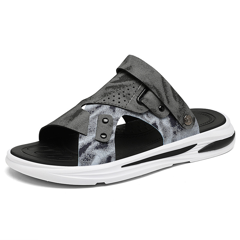 Verano nuevo cojín de aire de piel suave zapatillas de moda de negocios zapatos de playa casuales un pedazo al aire libre dos sandalias para hombres