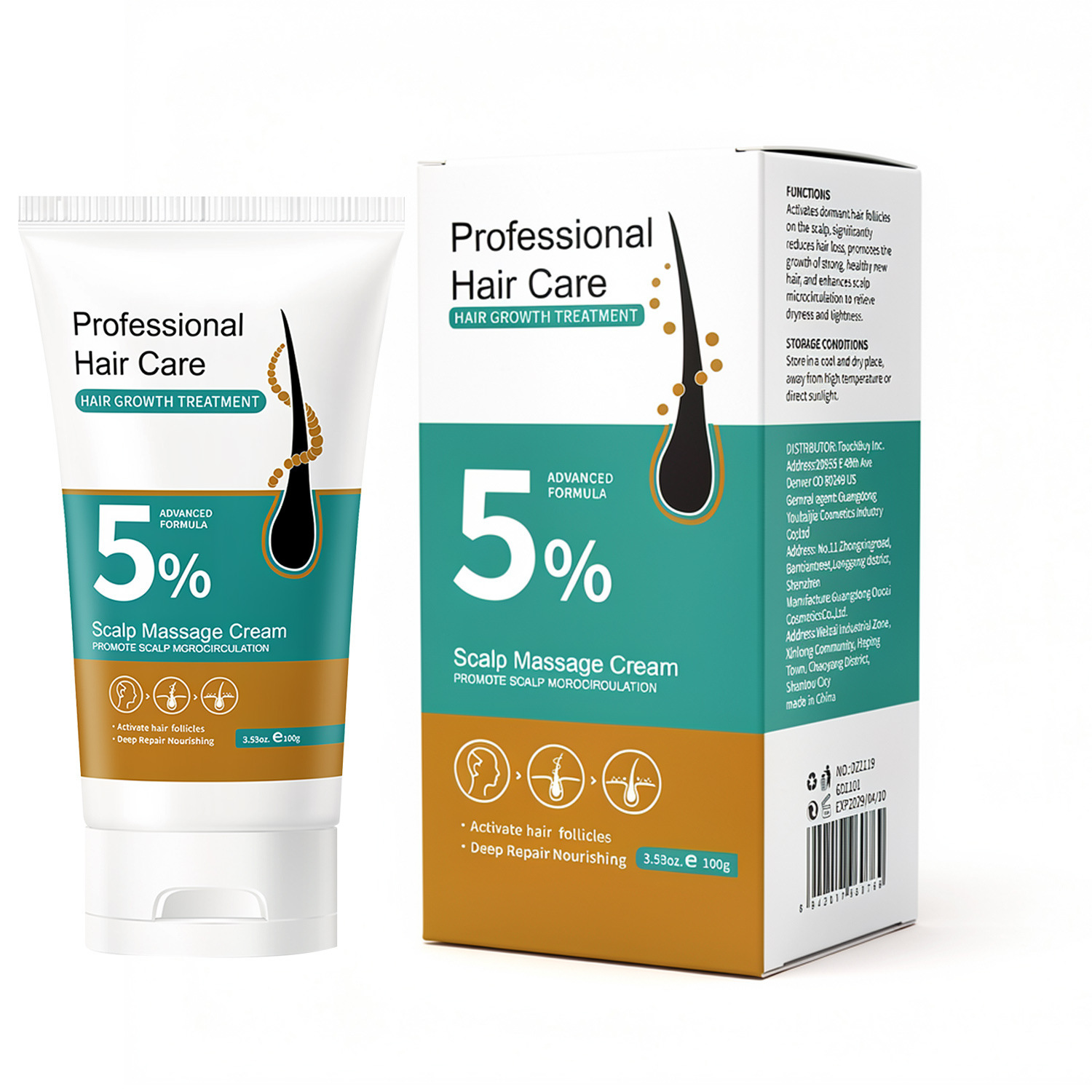 Cross-Border Tk Hot-Selling Product 5% Minoxidil Keratin Scalp Refreshing Massage Cream Scalp Care Massage Cream
