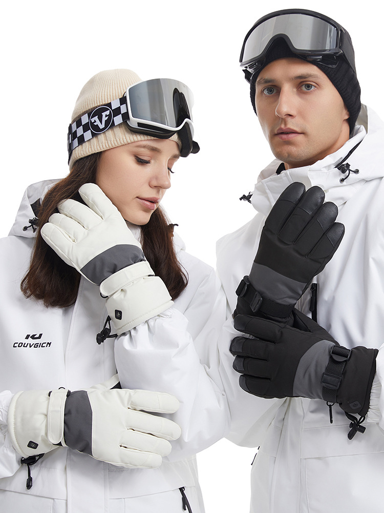 Guantes cálidos para parejas de ciclismo de invierno, guantes de esquí cómodos antideslizantes a prueba de viento y anti-derramamiento con camelón interior para hombres y mujeres