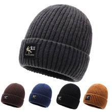 户外休闲男士毛线帽冬季加绒加厚保暖针织帽青年时尚套头帽跨境