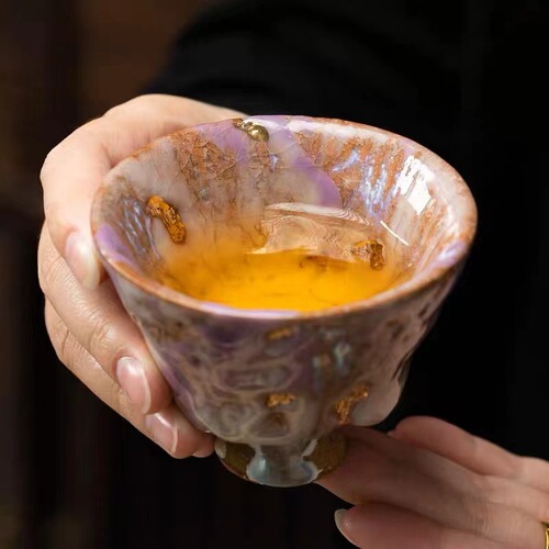Handmade Shino-yaki Rock Mineral Wormhole Host Cup Personal Business Gift Box Tea Cup Kung Fu Tea Cup Hand-Made Tea Bowl