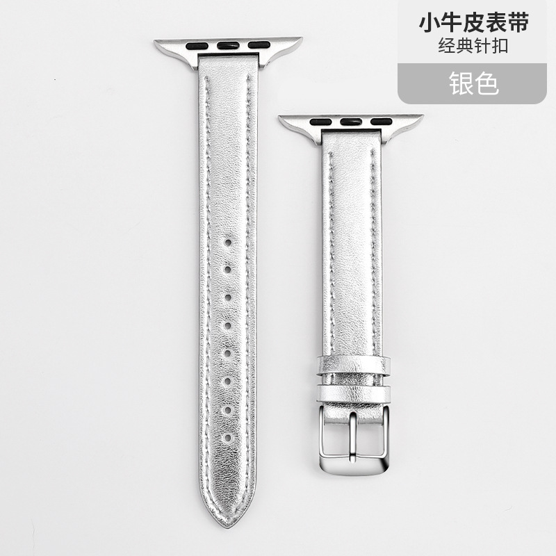Adecuado para iwatch4/5/6/7/8/se Apple delgada capa superior de cuero hebilla Correa 14mm Apple correa de cuero
