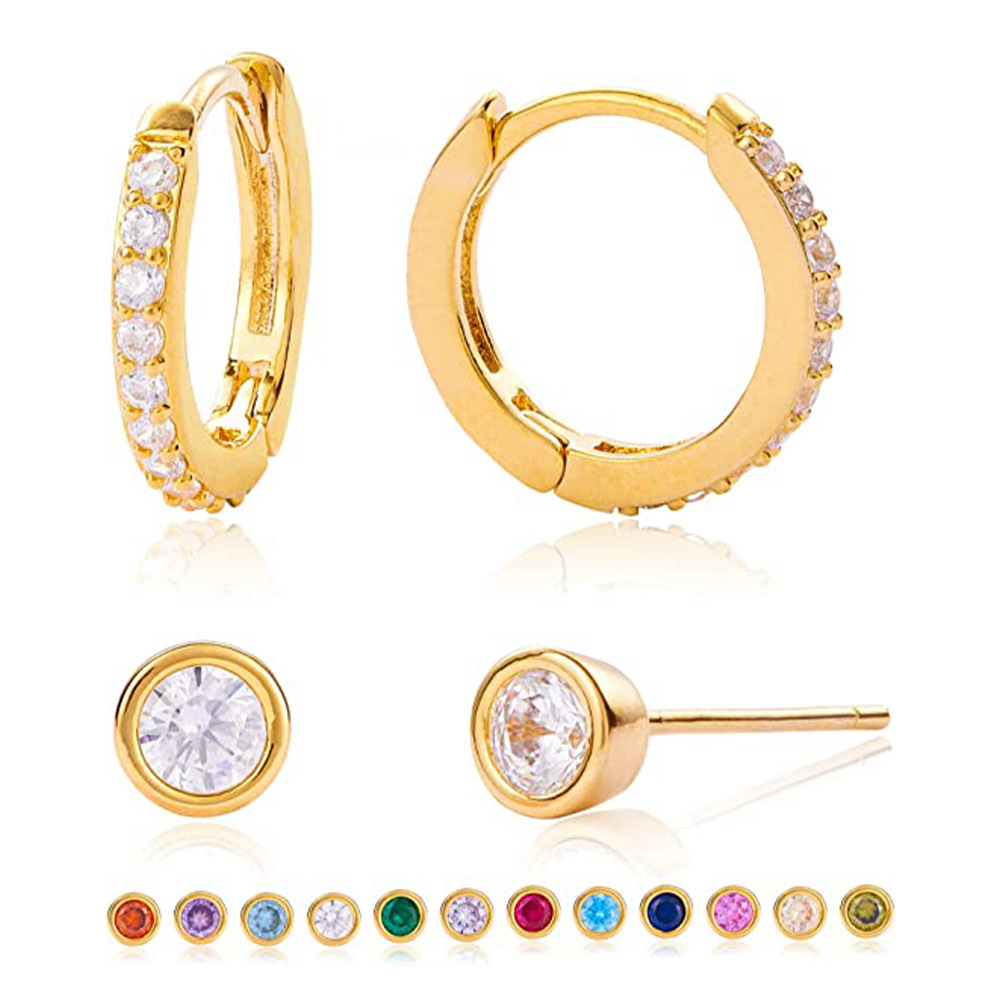Daily, Shopping Occasion 1 Set 925 Sterling Silver Zircon Geometric Earrings Ear Studs