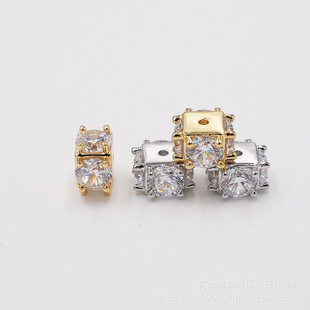 18K color jewelry accessories beaded spacer inlaid zircon pearl chain DIY pendant jewelry wholesale