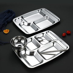 304不鏽鋼快餐盤分格食品級學校食堂餐盤學生飯點餐盤不鏽鋼盤子