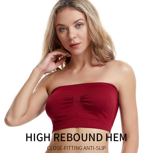 Plus-size strapless underwire bra for women, no padding, breathable, one-piece with pleated cups, invisible shaping, European and American style