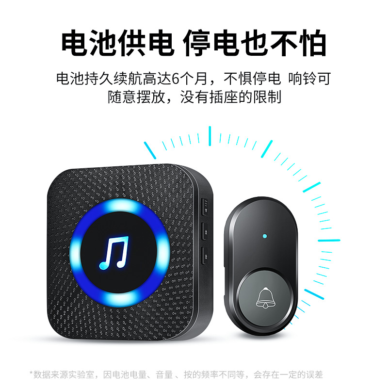 Bell de puerta inalámbrica doméstica de control remoto electrónico de distancia ultra larga, reloj de puerta doméstico, batería, puerta de puerta, puerta de puerta no enchufable