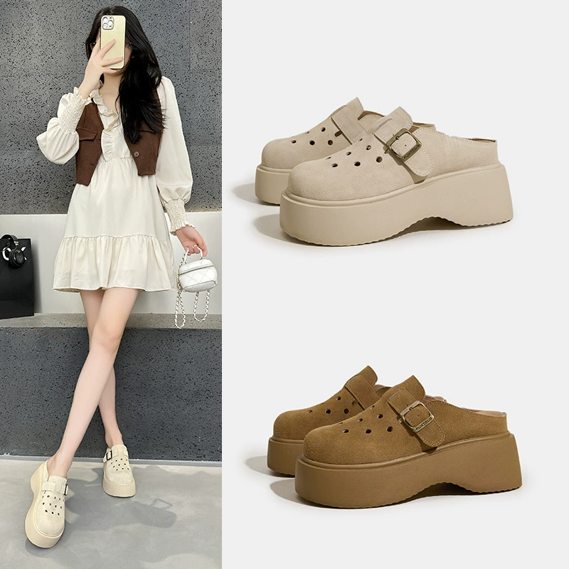 Маленькие 7 см пещерные туфли на толстой подошве Birkenn обувь женская 2025 новая летняя модель может носить полторы тапки для женщин