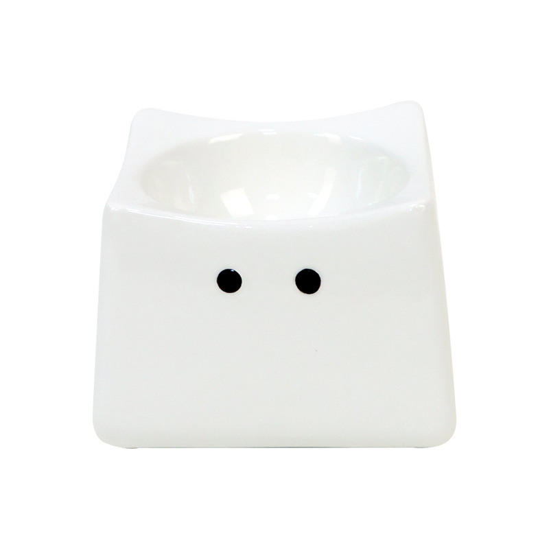 Cuenco de cerámica simple para gatos Cuello alto Cuello de gato Diagonal Cuenco de gran capacidad Anti-volteo Elf Pet Cuenco Anti-negro