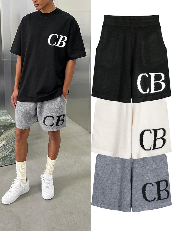 Cross-Border Cole Buxton Trendy Brand Cb Letter Logo Jacquard Knit Drawstring Shorts Casual Knit Pants for Men and Women Cross-Border Cole Buxton Trendy Brand Cb Letter Logo Jacquard Knit Drawstring Shorts Casual Knit Pants for Men and Women