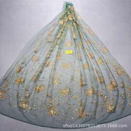 新款LC3816款花型10Y起订 婚纱礼服面料 网纱洒金片 喷金花型面料