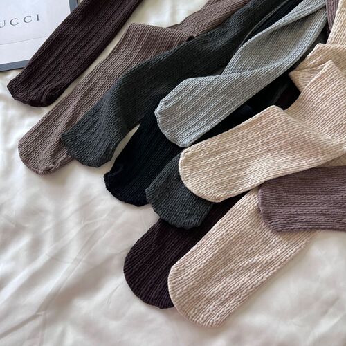 Japanese wheat ear pattern pantyhose, jacquard stockings, women's medium-thick bottoming socks, cotton-feel elastic leg socks, trendy