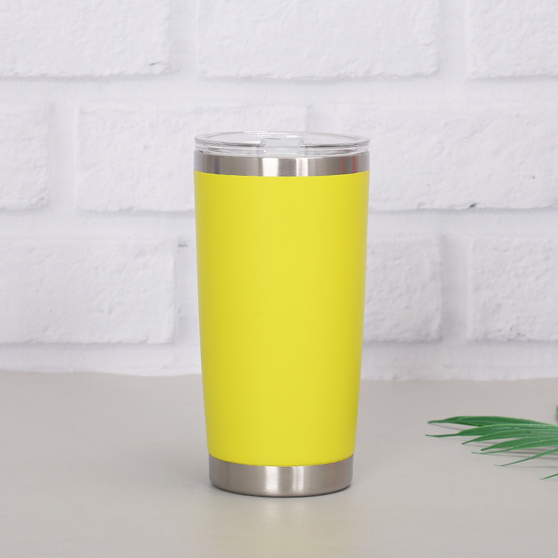 Transfronterizo 20oz taza del coche de pulverización de plástico 304 de acero inoxidable de comercio exterior de gran capacidad helado cerveza café Yeti taza de vacío