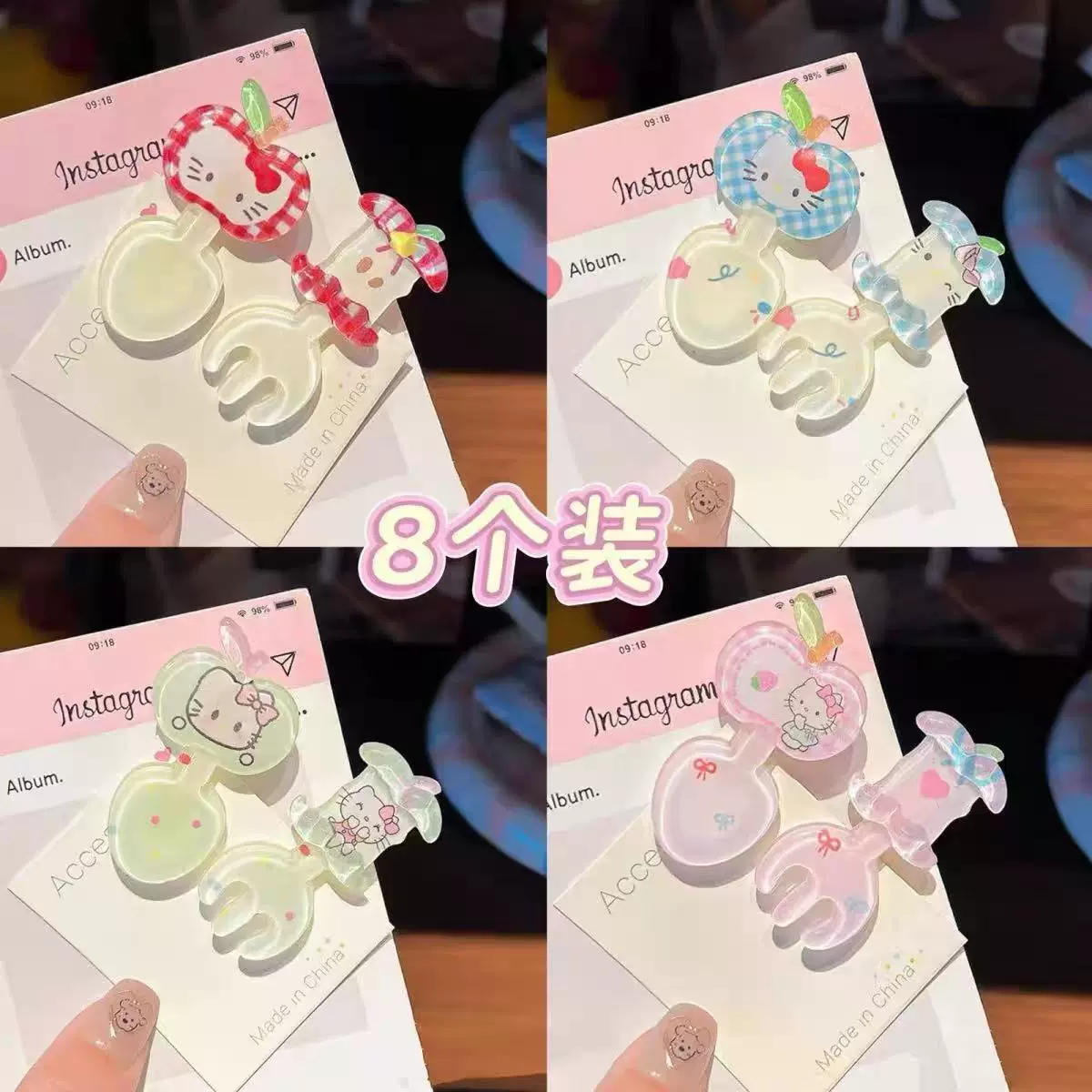 可爱卡通猫咪勺子叉子苹果发夹女碎发整理侧边夹子刘海夹发卡发饰