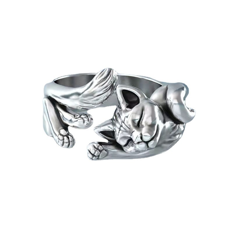 Yunjin nuevo gatito anillo abierto transfronterizo Venta caliente perezoso gato anillo de moda joyería de las mujeres al por mayor image 7