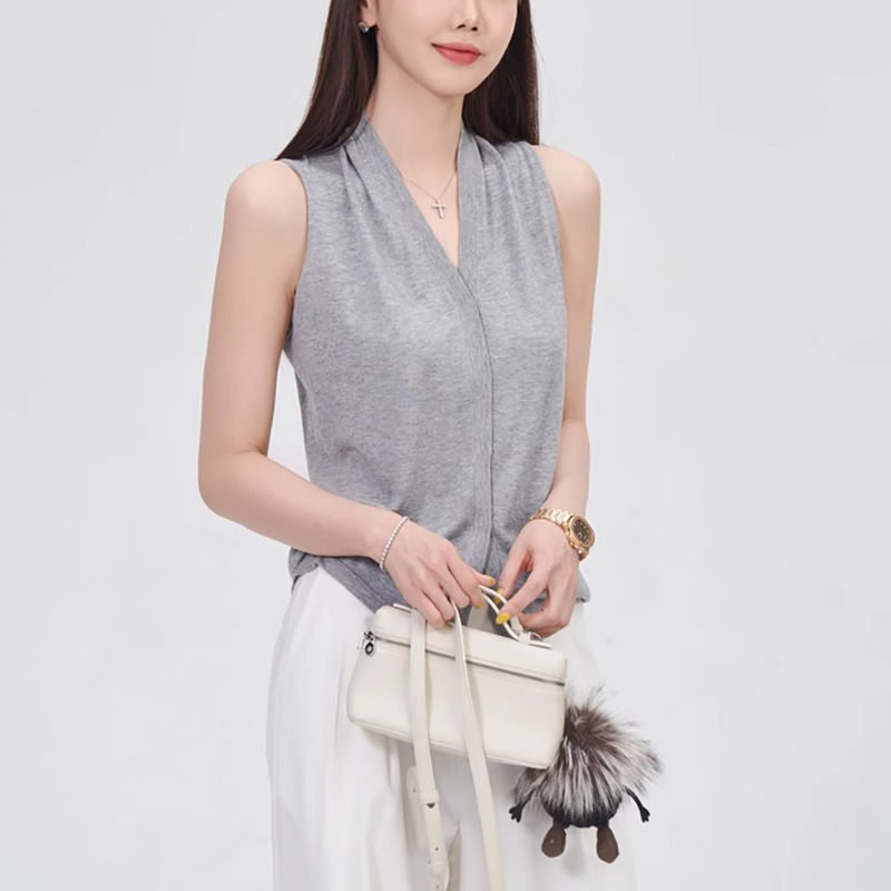 桑蚕丝羊毛莱赛尔薄款背心女装修身设计感针织百搭休闲|undefined