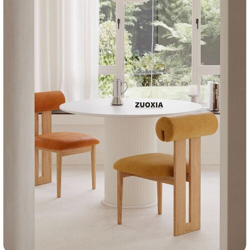 Wabi-sabi style solid wood fabric dining chair casual simple dressing table chair light luxury Nordic modern medieval makeup table and chairs