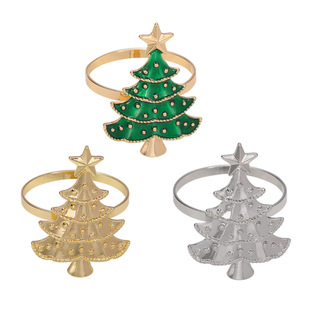 European-style cross-border napkin ring New Star Christmas tree napkin buckle ring metal napkin ring Amazon in stock wholesale